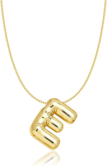 Gold Bubble Initial Necklace