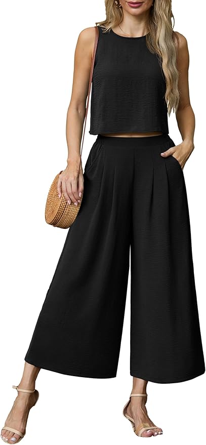 Wide Leg Pants & Sleeveless Top Set