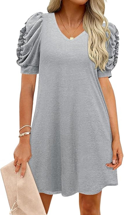 Puff Short Sleeve T Shirt Dress