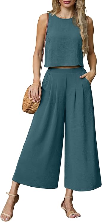 Wide Leg Pants & Sleeveless Top Set