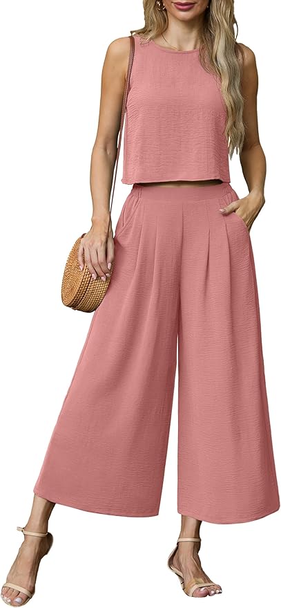 Wide Leg Pants & Sleeveless Top Set