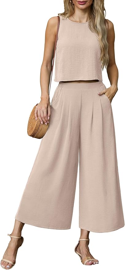 Wide Leg Pants & Sleeveless Top Set