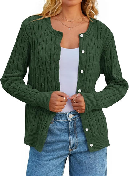 Cable Knit Open Front Cardigan