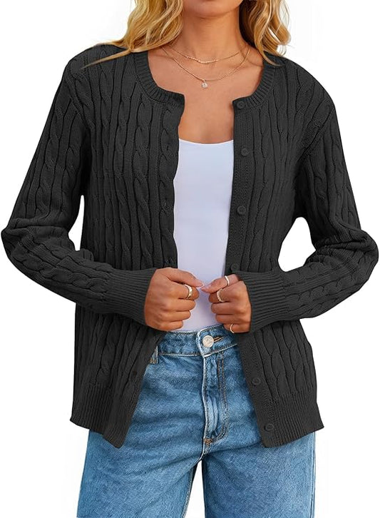 Cable Knit Open Front Cardigan