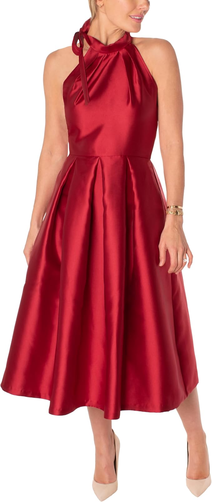 Halter Tie Neck Midi Dress