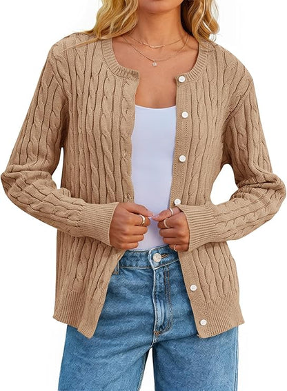 Cable Knit Open Front Cardigan