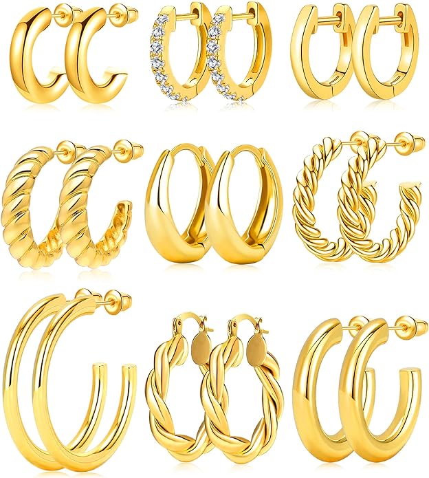 9pair Hoop Earrings